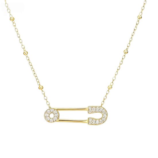 Immagine di Collana Acciaio Inox Zirconi pendente spillo Donna - Spillo