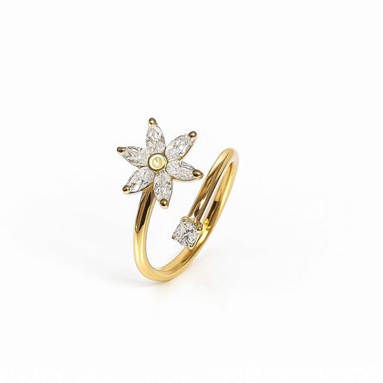 Immagine di Anello  regolabile in acciaio inox con  zircone -Fiorella Vera