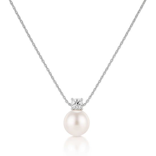 Immagine di Collana Simple Perla Sintetica Zirconia Donna Elegante Acciaio Inox - Unique Perla
