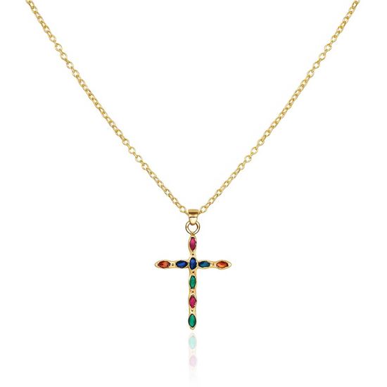 Immagine di Collana Acciaio Inox Water Proof unisex - Croce Color