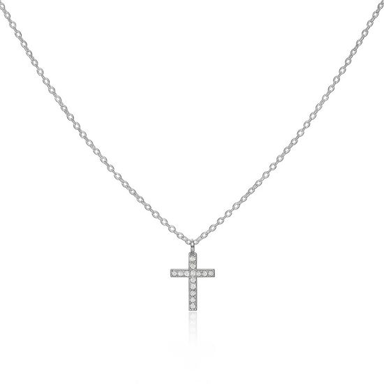 Immagine di Collana Acciaio Inox Zirconi unisex - Croce Classic