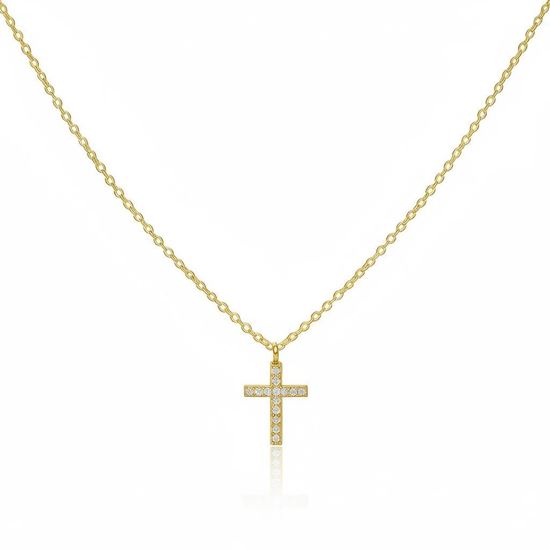 Immagine di Collana Acciaio Inox Zirconi unisex - Croce Classic