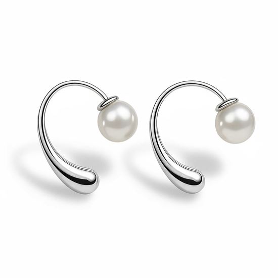 Immagine di Orecchini Perla 8mm Acciaio Inox Elegante - Vea