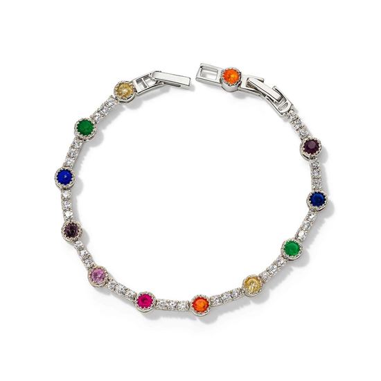Immagine di Bracciale taglio round in acciaio inox-rubino
