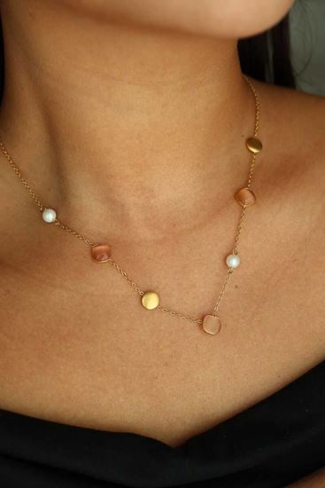 Immagine di Collana Acciaio Inox placcato Oro Perla  Elegante Donna - Barcelona