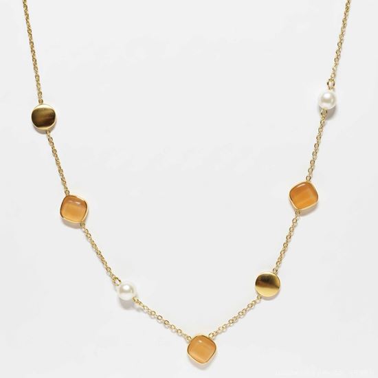 Immagine di Collana Acciaio Inox placcato Oro Perla  Elegante Donna - Barcelona