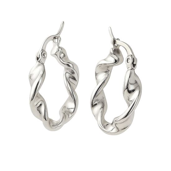 Immagine di Orecchini a Cerchio Acciaio Inox Elegante Donna - Corona