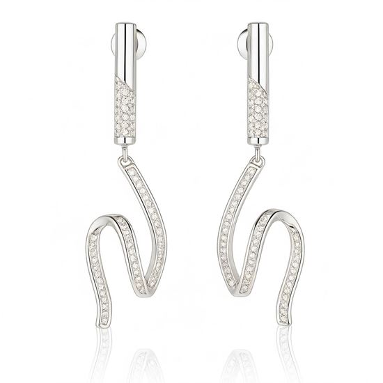 Immagine di Orecchini Pendenti filo Ricciolo Zirconi Elegante Donna - Kaya