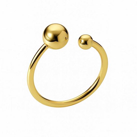 Immagine di Anello acciaio inox regolabile color argento oro -Cute Ball