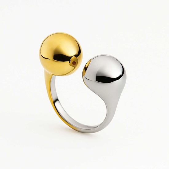Immagine di Anello bicolor in acciaio inox-twin ball