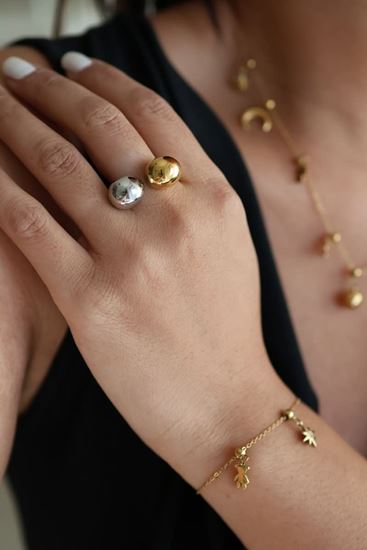 Immagine di Anello bicolor in acciaio inox-twin ball