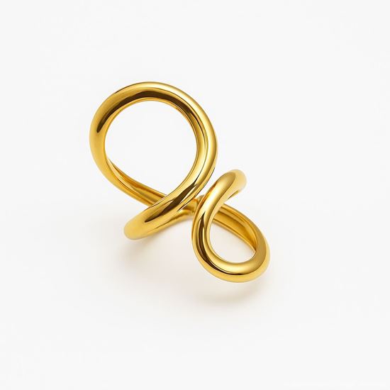 Immagine di Anello acciaio inossidabil placcatura in oro 18k misura regolabile- Amil