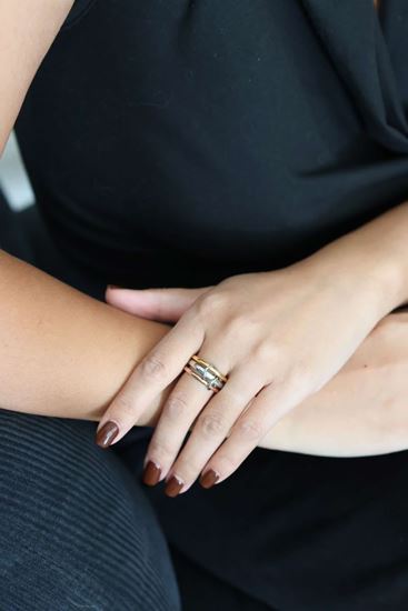 Immagine di set 3pz Anello acciaio inox placcatura in 3 color - Amalia