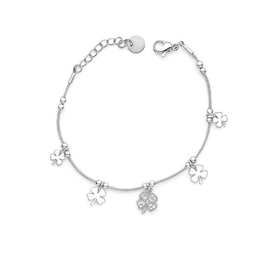 Immagine di Bracciale quadrifoglio portafortuna in acciaio   -Quadrifoglio