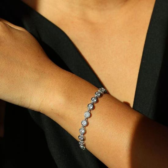 Immagine di Bracciale tennis taglio round in acciaio- Lucky