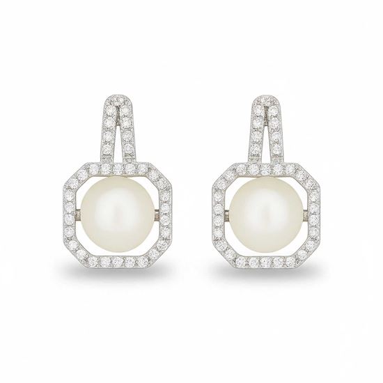 Immagine di Orecchini Ago Argento s925 Perla acqua dolce Naturale - Ambra