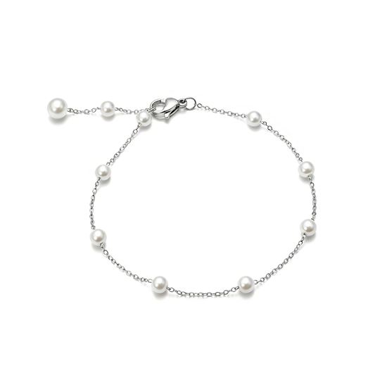 Immagine di Bracciale donna regolabile acciaio -Perlina