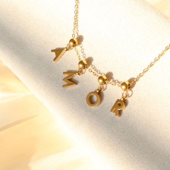 Immagine di Collana lettere AMOR  ad ago Regolabile - INCANTO