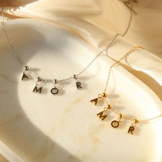 Immagine di Bracciale sottile con lettere AMOR ago Regolabile-Incanto