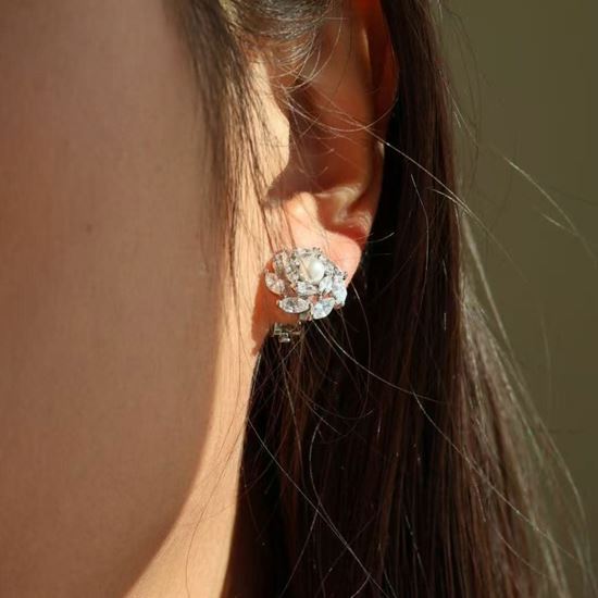 Immagine di Orecchini Fiorella Zirconi Elegante Donna Stilosa - Clip Jana