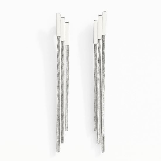 Immagine di Orecchini Frange Acciaio Inox Elegante Donna -  Lena Cascata