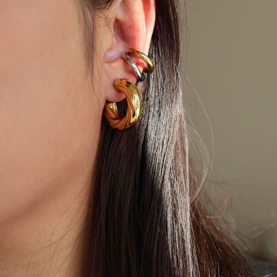 Immagine di Ear Cuff Bicolor Acciaio Inox Simple Donna Water Proof - Twinkie