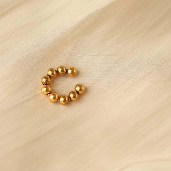 Immagine di Ear Cuff a Cerchio Palline Acciaio Inox Water Proof - Elfia