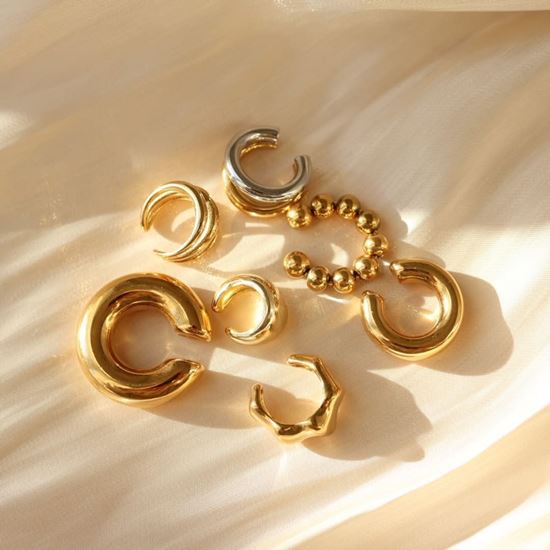 Immagine di Ear Cuff Acciaio Inox Water Proof Donna Simple Mono - Giada