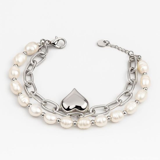 Immagine di Bracciale donna acciaio con perla artificiale -Perla Cuore