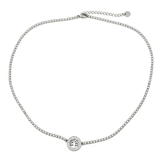Immagine di Collana Albero di Vita Acciaio Inox Brillantini Zirconi - Tree Life
