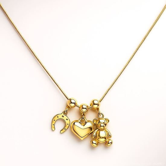 Immagine di Collana 3 charm Cuoricino Bear paprika Acciaio Inox  - Milly