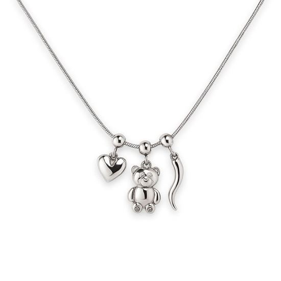 Immagine di Collana 3 charm Cuoricino Bear paprika Acciaio Inox  - Milly