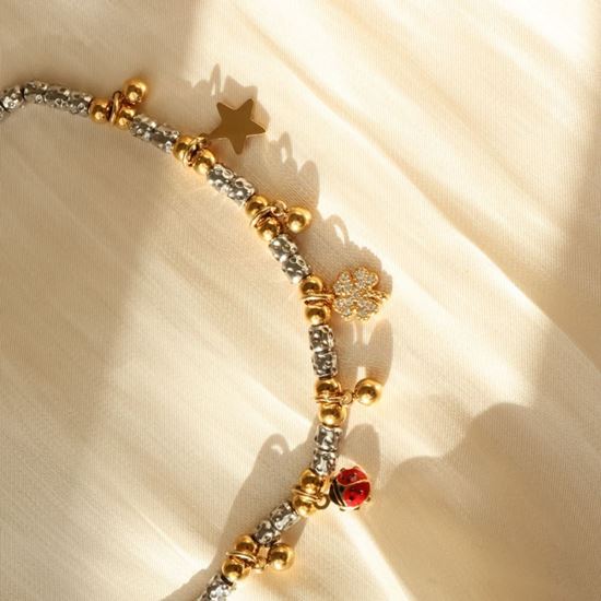 Immagine di Bracciale coccinella simboli di fortuna  - Porta Fortuna