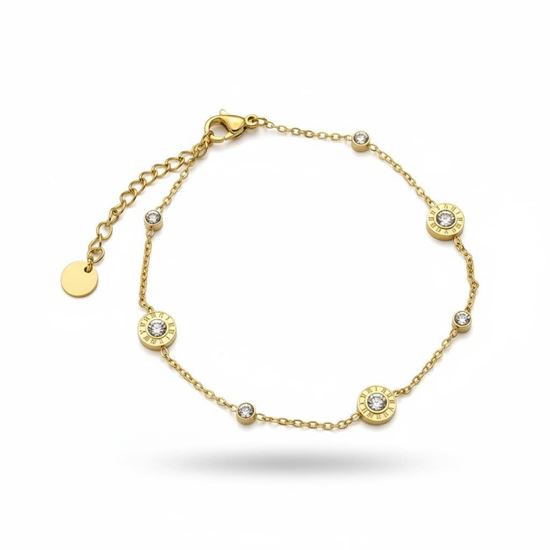 Immagine di Braccialetto Acciaio Inox Zirconia numeri romani -  Romano