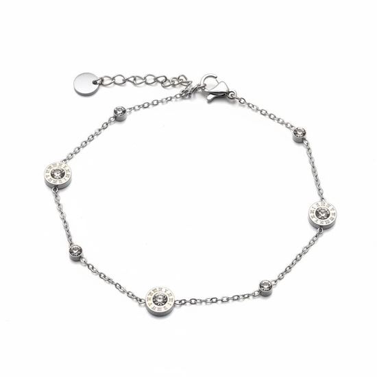 Immagine di Braccialetto Acciaio Inox Zirconia numeri romani -  Romano