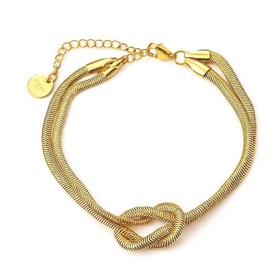 Immagine di Bracciale donna in acciaio placcatura oro18K- Snake Nodo