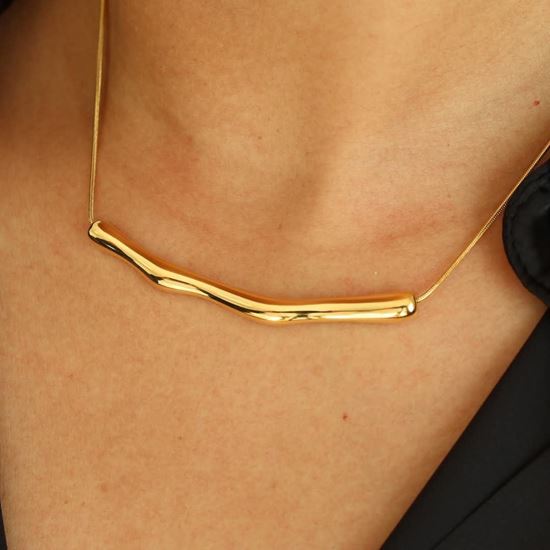 Immagine di Collana  Acciaio Inox Donna Water Proof -  bambù gold