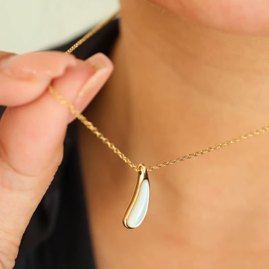Immagine di Collana  Acciaio Inox Madreperla Donna Water Proof -  Teardrop gold