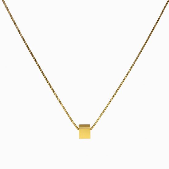 Immagine di Collana  Acciaio Inox   Unisex Water Proof -  cube gold