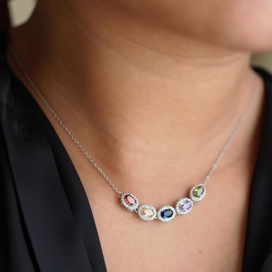 Immagine di Collana  Acciaio Inox Zirconi Gemma Sintetica Donna - Rainbow silver