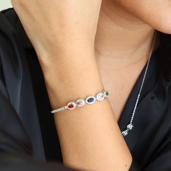 Immagine di Bracciale Donna acciaio inox Zirconi Gemma - Rainbow Silver