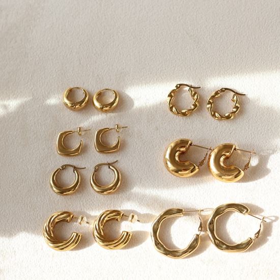 Immagine di Orecchini a Goccia Grossa Acciaio placcato Oro 18k  Inox Leggero - Adalia