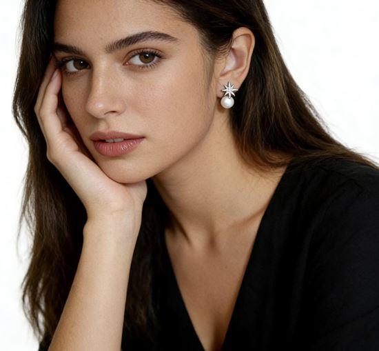 Immagine di Orecchini Stella Argento S925 Perla d'acqua dolce Naturale - Giglia