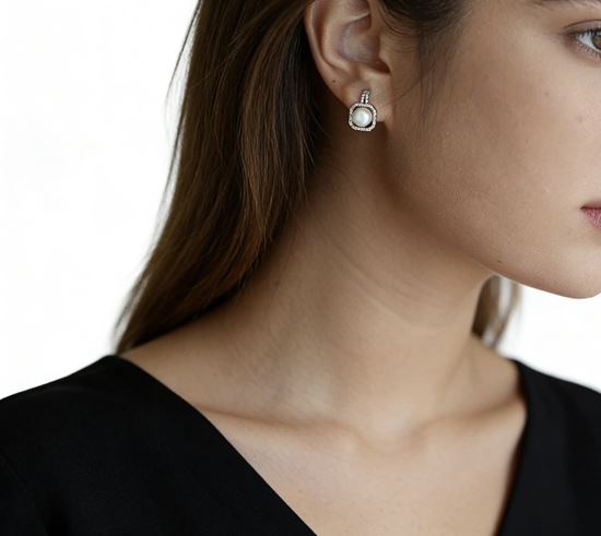 Immagine di Orecchini Ago Argento s925 Perla acqua dolce Naturale - Ambra