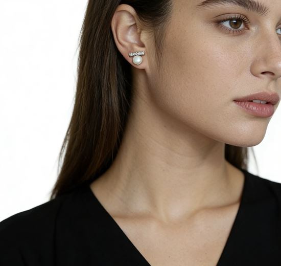 Immagine di Orecchini  Ago s925 Argento Perla d'acqua Dolce Naturale - Nivea