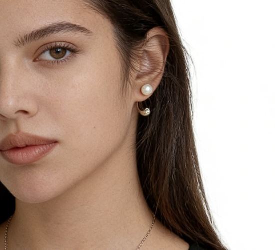 Immagine di Orecchini Perla 8mm Acciaio Inox Elegante - Vea