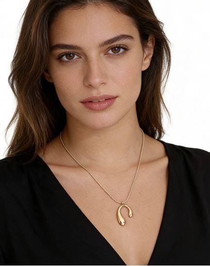 Immagine di Collana  Acciaio Inox  placcato gold  teardrop Water Proof - Cindy