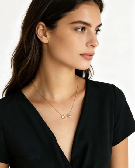 Immagine di Collana Acciaio Inox Zirconi pendente spillo Donna - Spillo