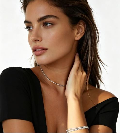 Immagine di Collana Regolabile Acciaio Inox Zirconi Elegante - Tennis Choker