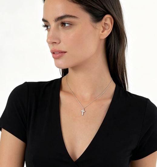 Immagine di Collana Acciaio Inox Zirconi unisex - Croce Classic